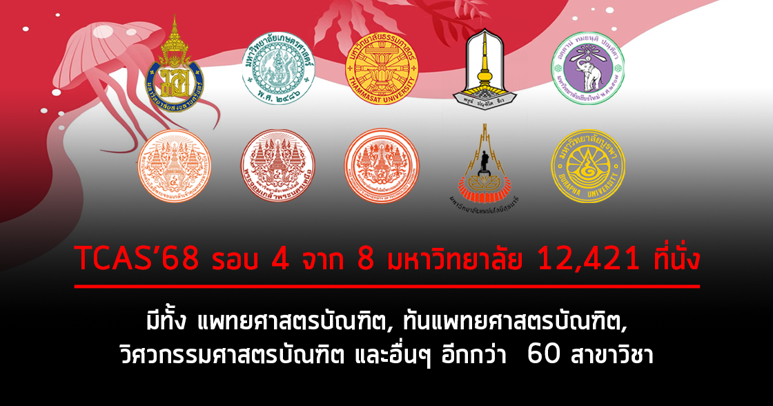 รวมการรับสมัคร TCAS'68 รอบ 4 Direct Admission (ชุดที่ 1)